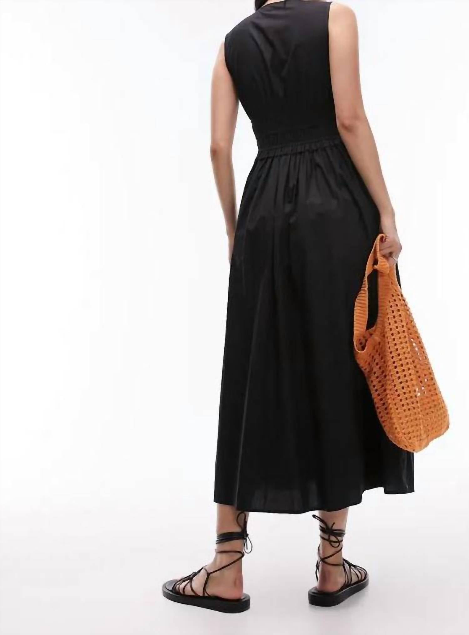 Topshop - Flowy V Neck Poplin Midi Dress