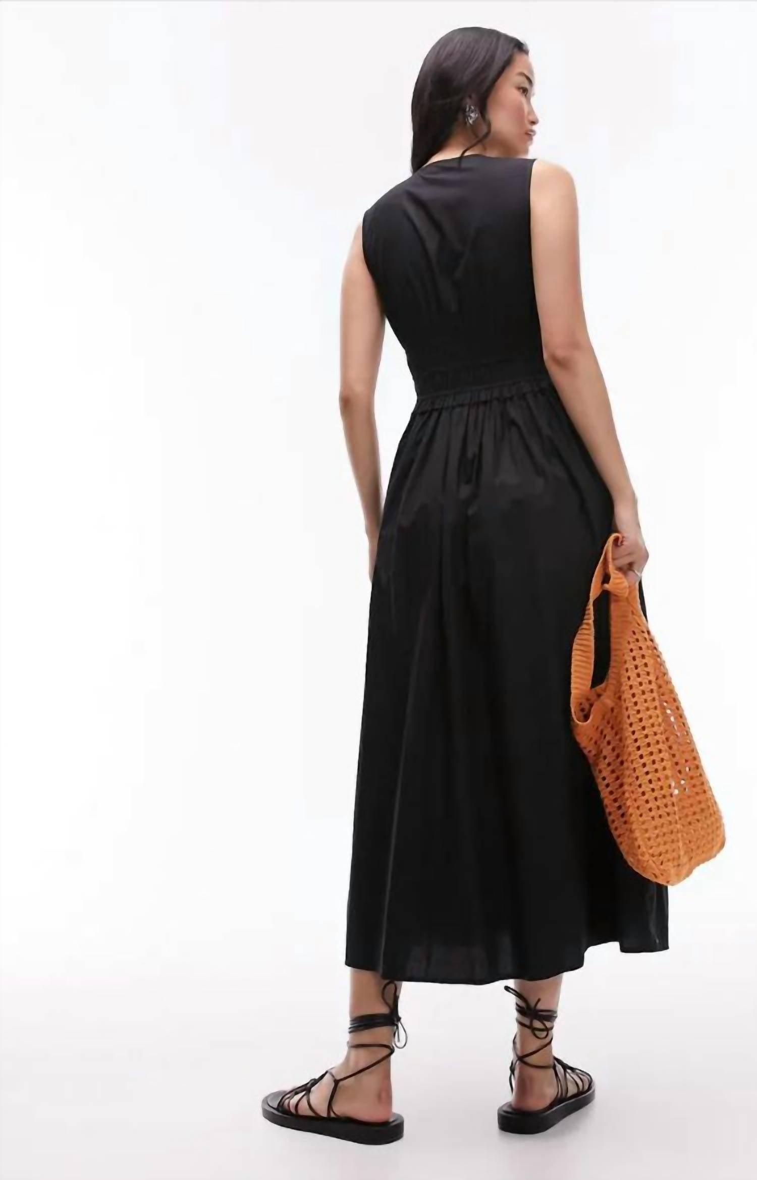 Topshop - Flowy V Neck Poplin Midi Dress