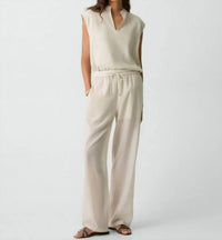 Theory Drawcord Pull-on Pant in sand - women's pants