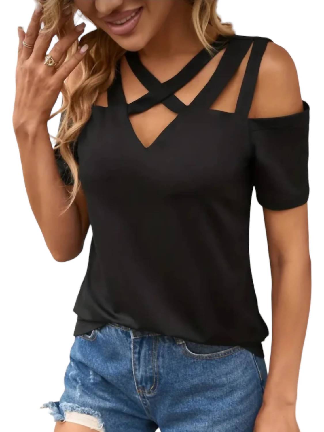 Shiying - Off the Shoulder Strappy Top