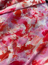 Jade Watercolor Print Sleeveless dress in pink hues - women's dress - detail view