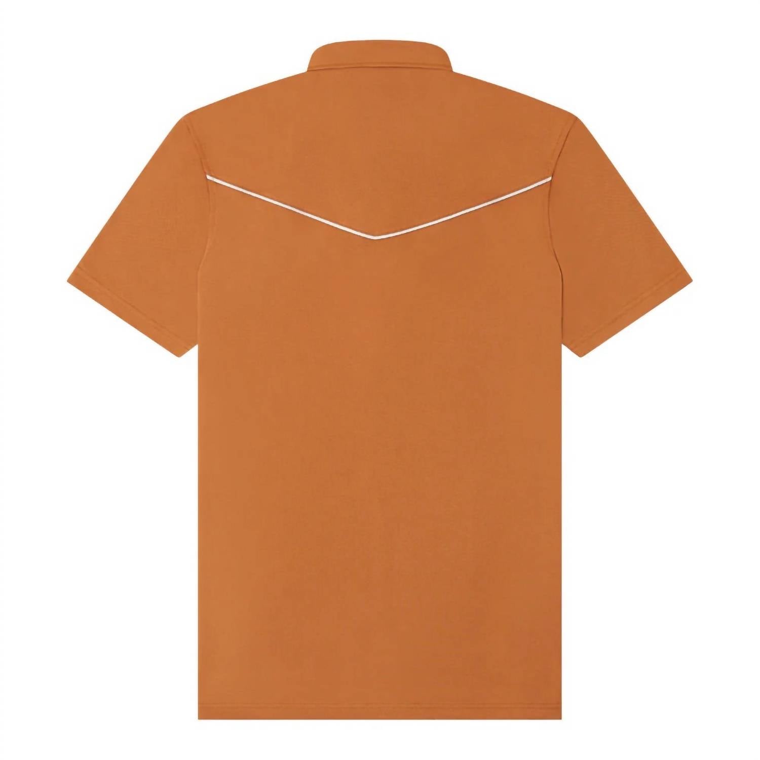 Texas Standard Men's Lariat Western Polo in burnt orange - men's shirt - detail view