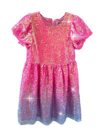 Lola + The Boys - Girls Bubble Gum Shimmer Sequin Dress