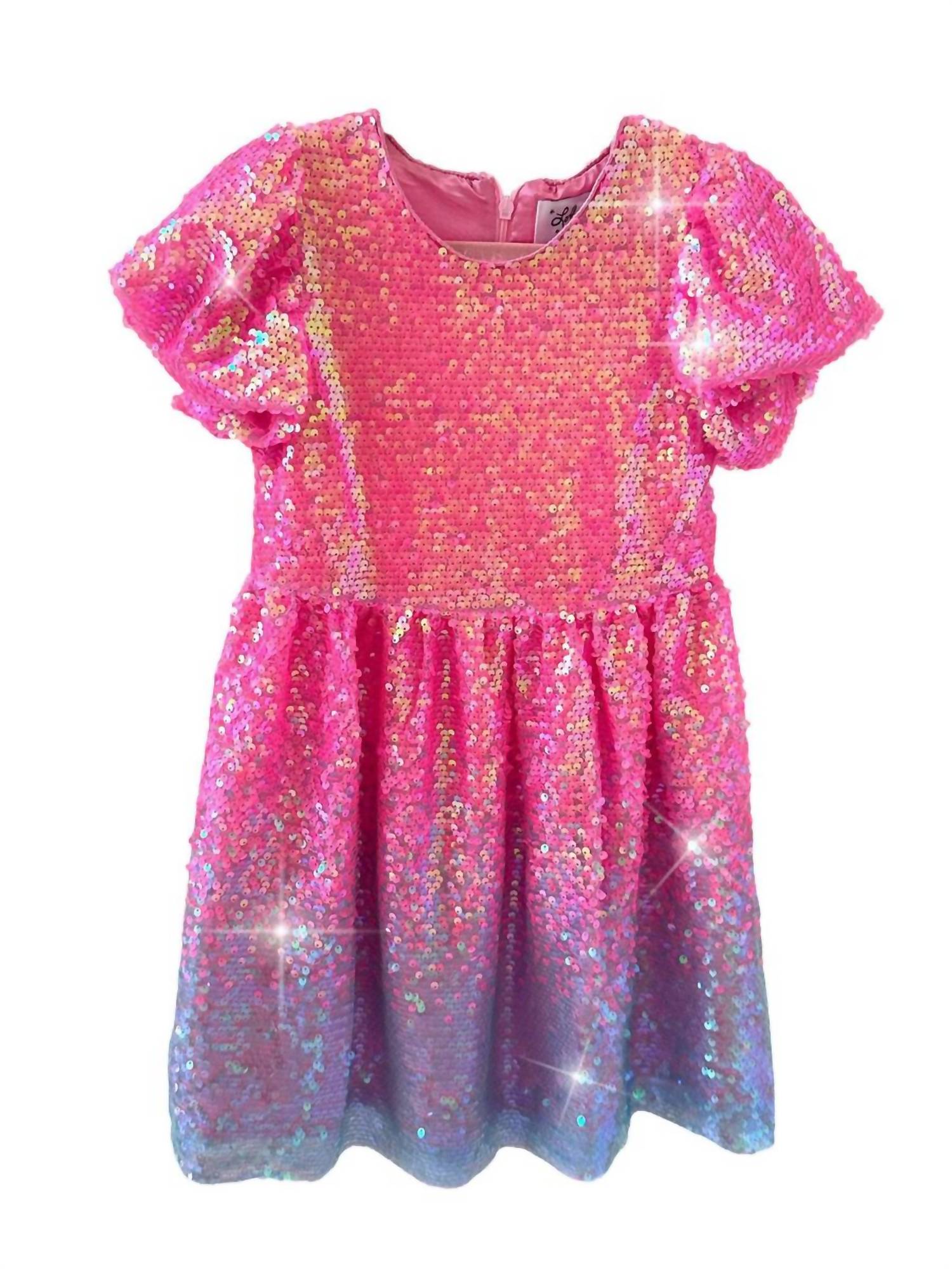 Lola + The Boys - Girls Bubble Gum Shimmer Sequin Dress