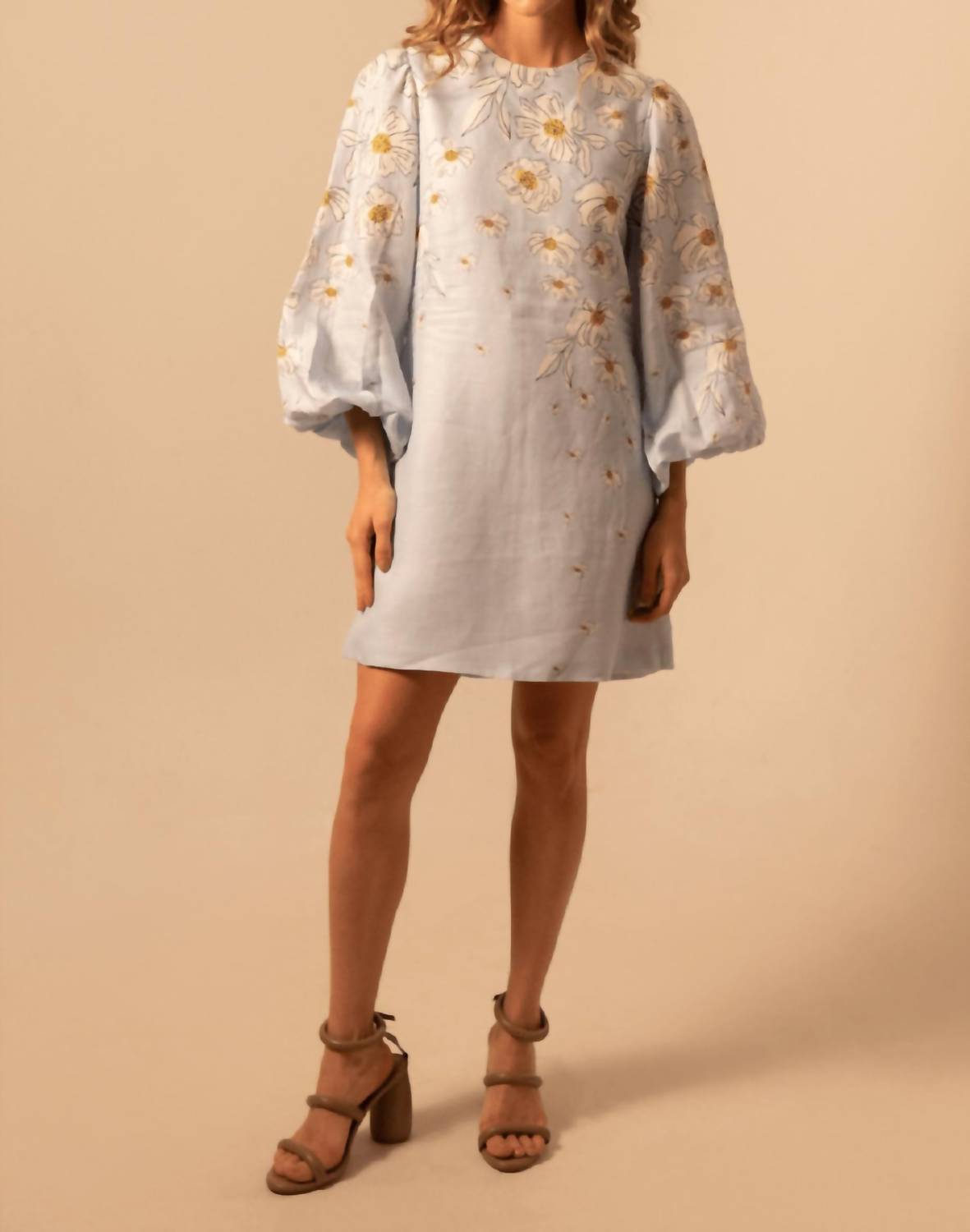 Kleid Fiorella Mini Dress in daisy baby blue - women's dress