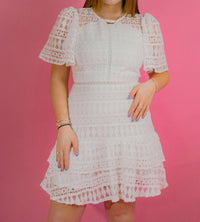 Just Me Micah Eyelet Mini Dress in white - women's dress - alternate view