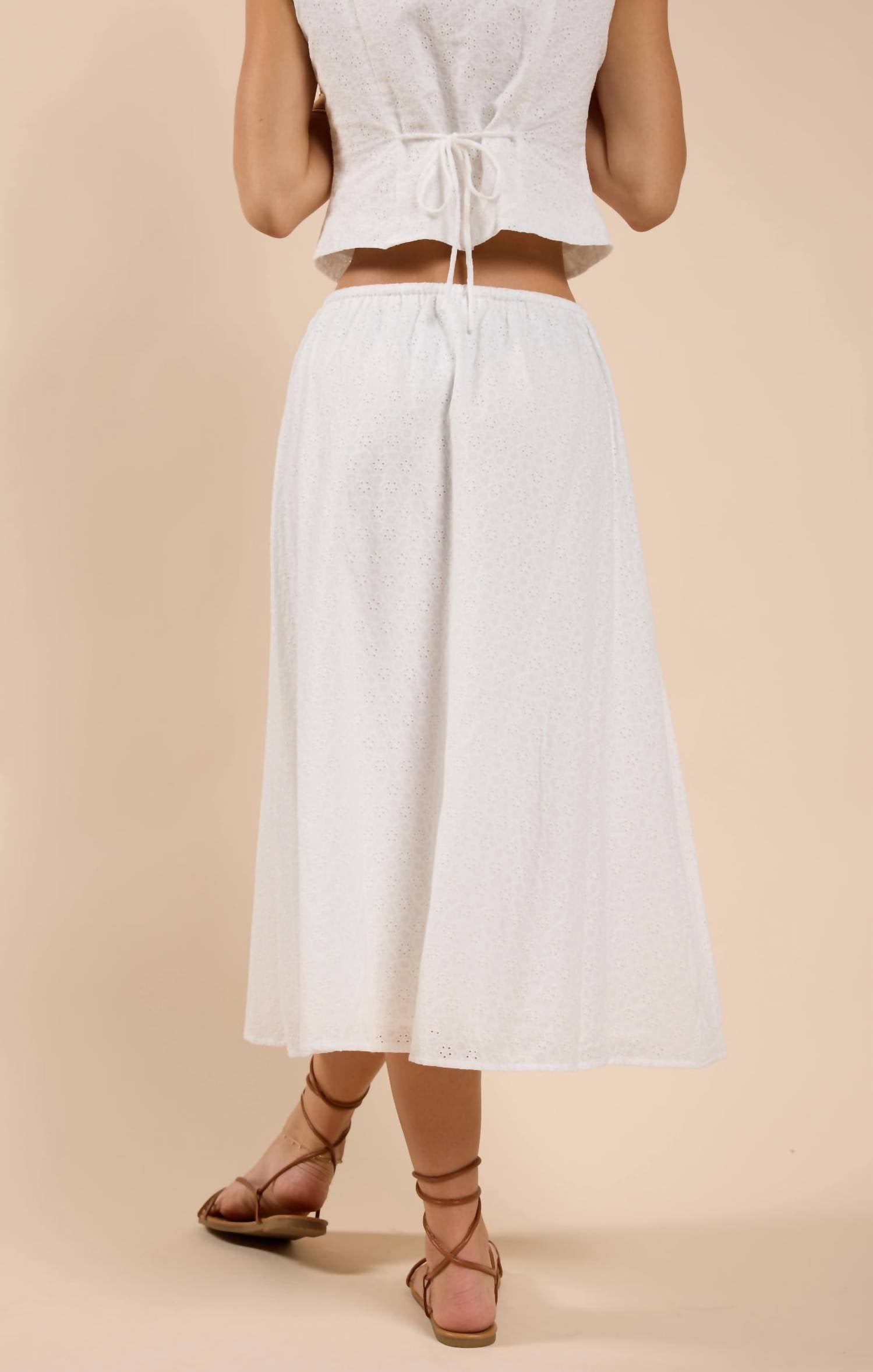 Sadie & Sage - Sundream Eyelet Drawstring Maxi Skirt