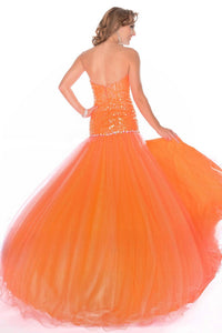 Precious Formals - Strapless Sweetheart Drop Waist Ballgown