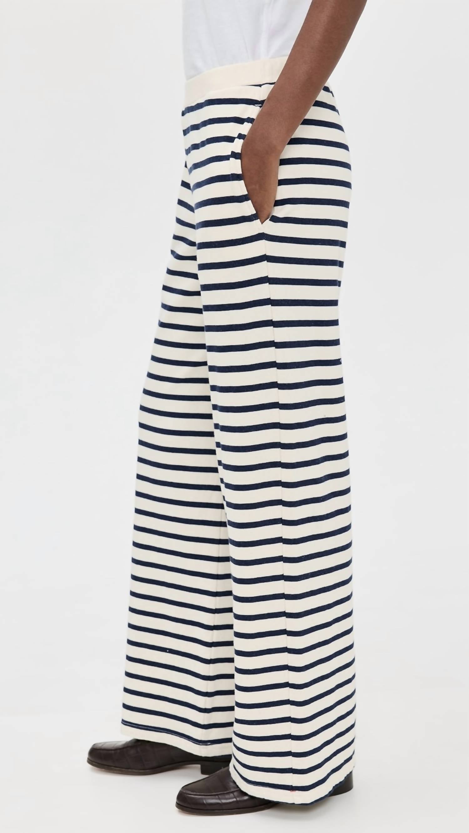 XIRENA Emmette Wide Leg Sweatpant in natural stripe - women's pants - alternate view