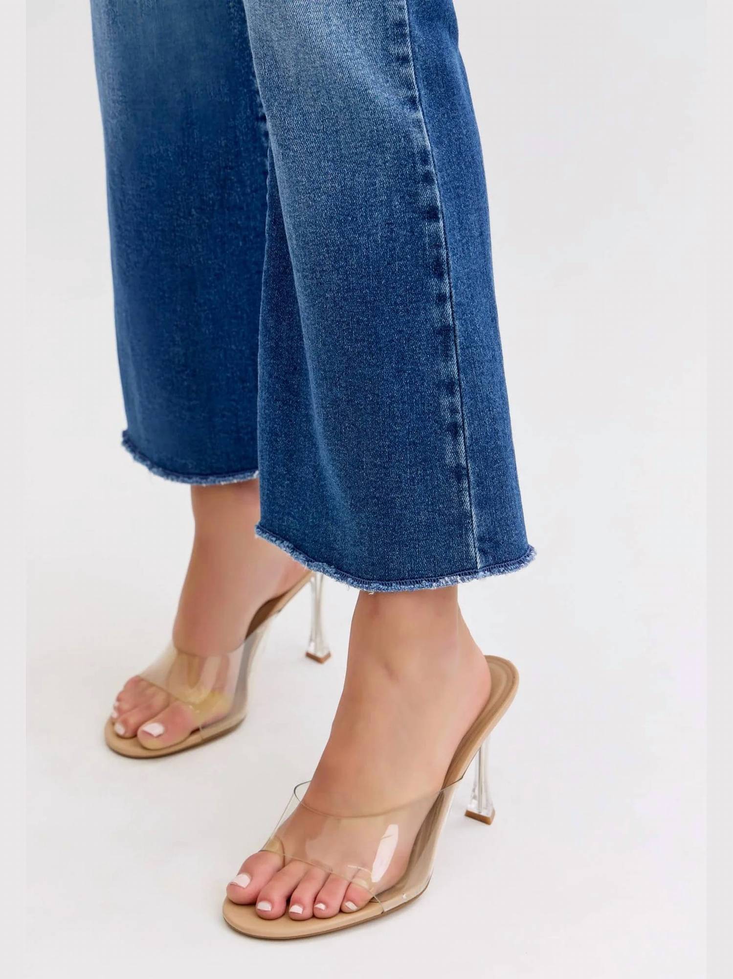 Cello - High Rise Crop Flare Jeans