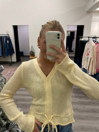 LE LIS Peplum Cardigan in butter - women's cardigan - view 4