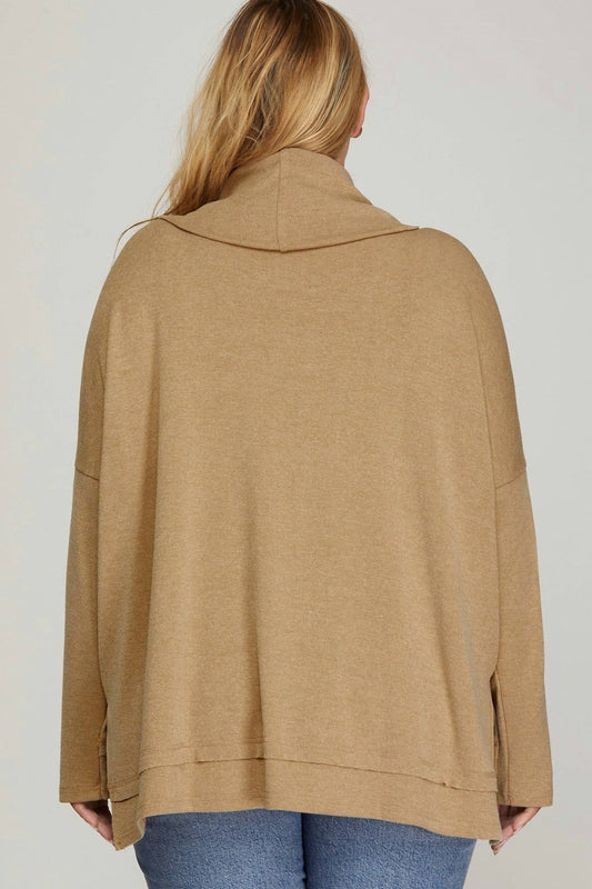 She + Sky - Cowl Neck Sweater - Plus
