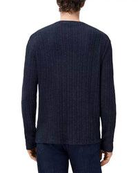 John Varvatos Fern Crew Neck Sweater in navy - men's sweater - detail view