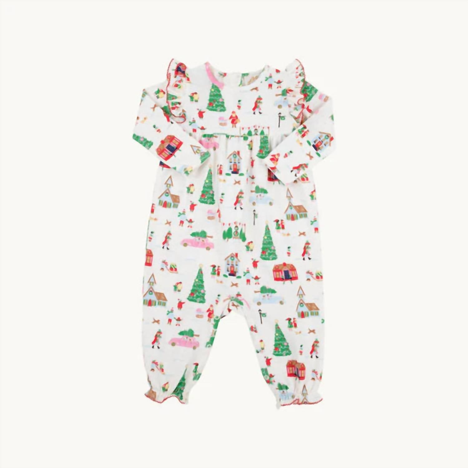 The Beaufort Bonnet Company Girl's Leigh Anne Angel Sleeve Romper in make the season bright - kids' item