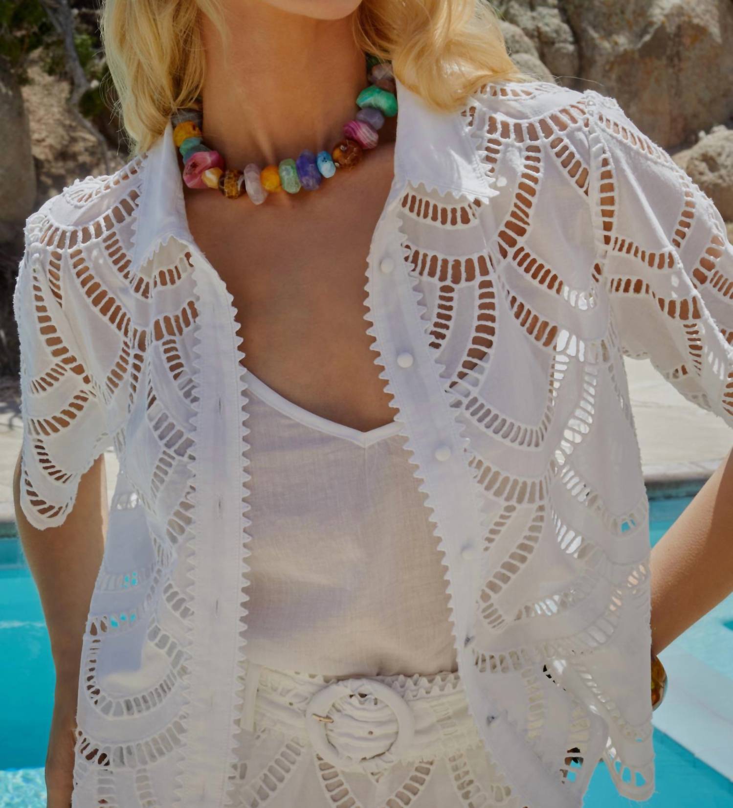 ALLISON NEW YORK Clyde Cotton Eyelet Shirt in white - women's shirt - view 8
