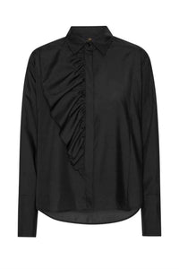 Karmamia Drew Shirt in black cotton - women's blouse