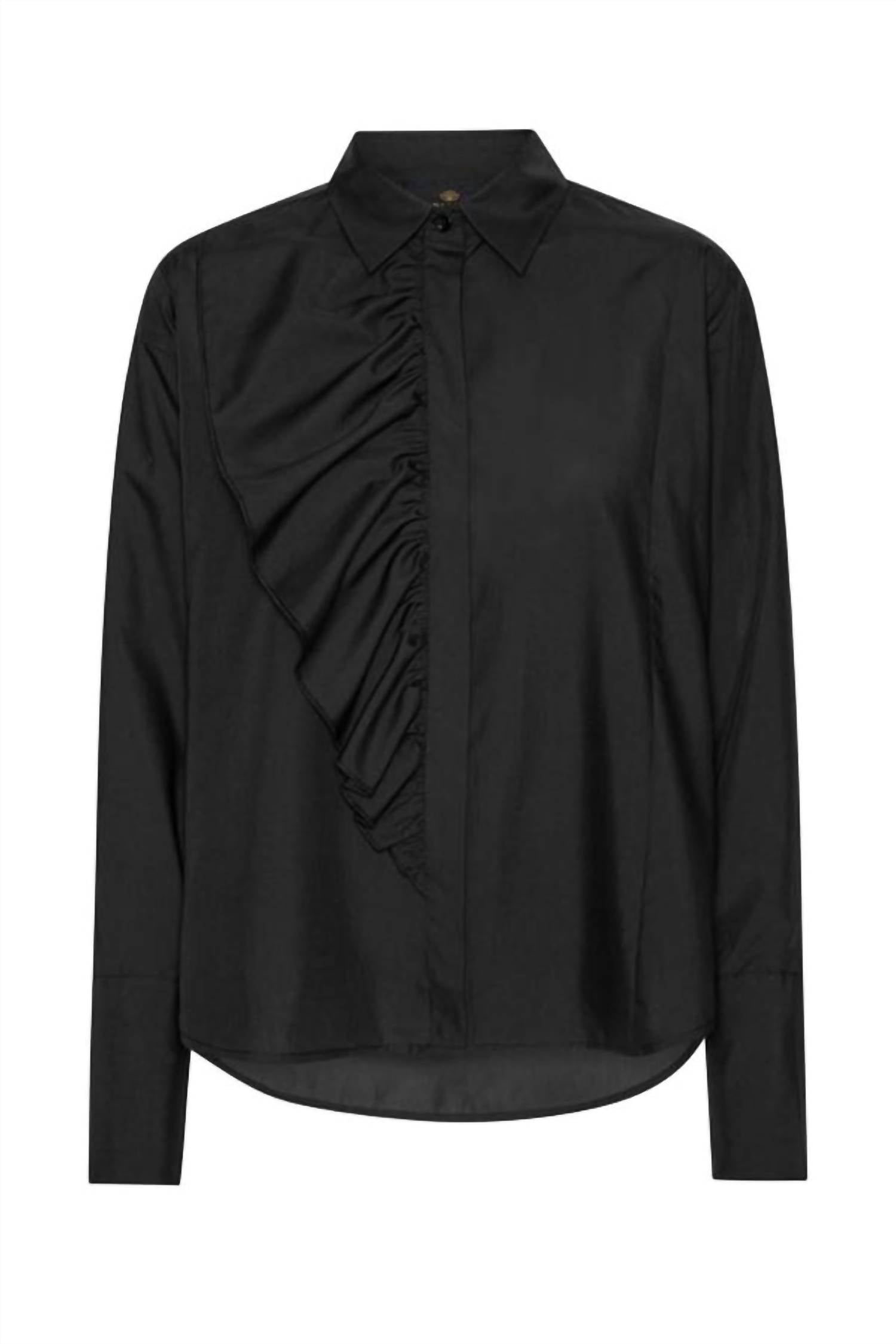 Karmamia Drew Shirt in black cotton - women's blouse