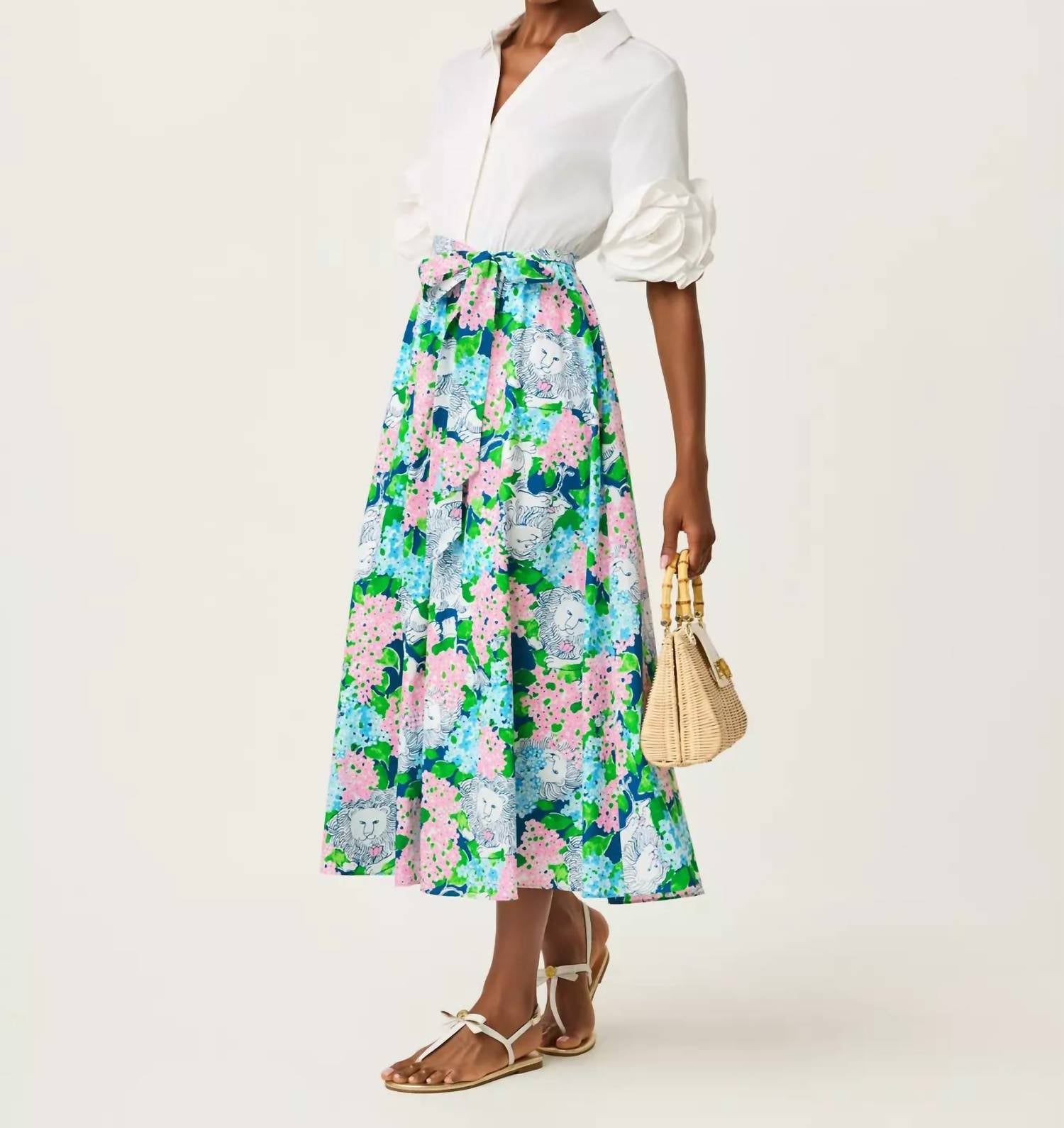Lilly Pulitzer Sonaire Midi Shirtdress in starlight navy lydia the lion 1 - women's dress - detail view