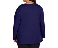 On The Plus Side - Jersey Long Sleeve U-Neck Tee - Plus