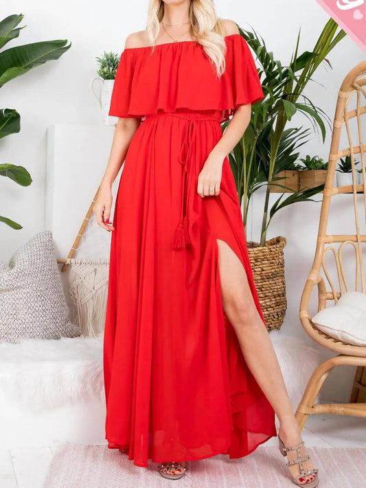 Sweet Lovely By Jen - Curvy Off Shoulder Maxi Dress Chiffon