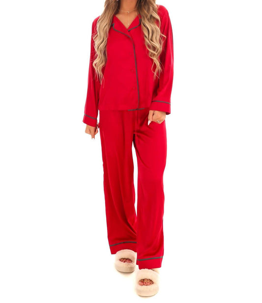 She + Sky - Cozy Claus Satin Christmas Pajamas