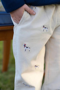 The Beaufort Bonnet Company Critter Sheffield Corduroy Pants With Stork & Santa Dog Embroidery in osprey oatmeal richmond - kids' item - view 5