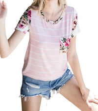 7Th Ray - Floral Stripe Pocket Tee
