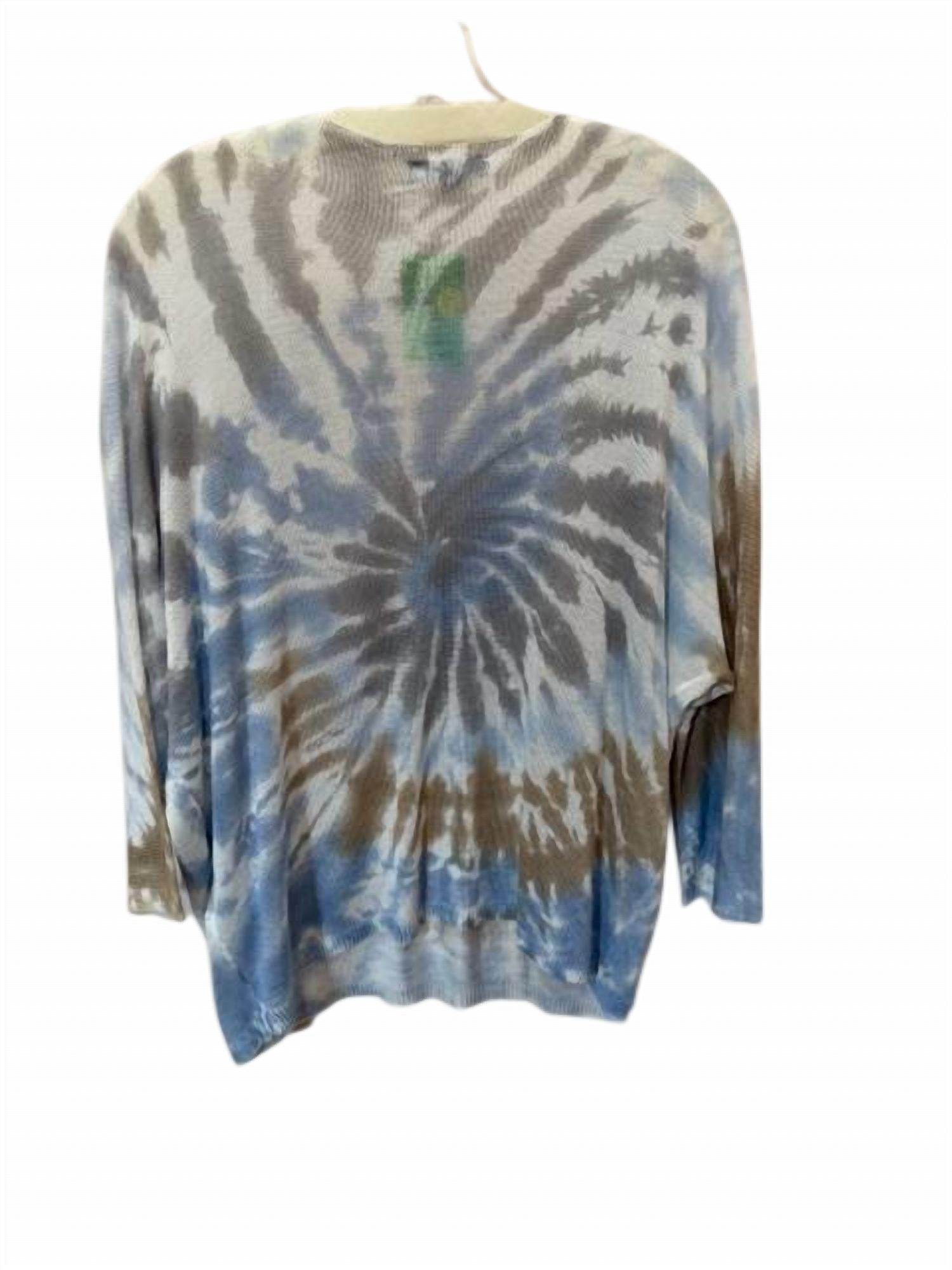 CHARLIE B Women V-Neck Dolman Sleeve Pull-on Sweater in tye dye - women's sweater - detail view
