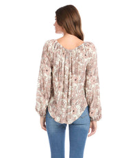 Karen Kane - Falon Floral Print Blouson Sleeve Peasant Top