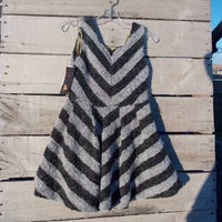 La Miniatura Kids Striped Zipper Detail Sweater Dress in black gray neon - kids' dress