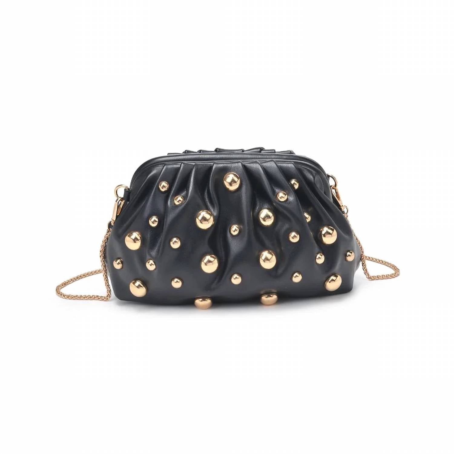 Urban Expressions - Women's Carey Studded Leather Clutch With Chain
