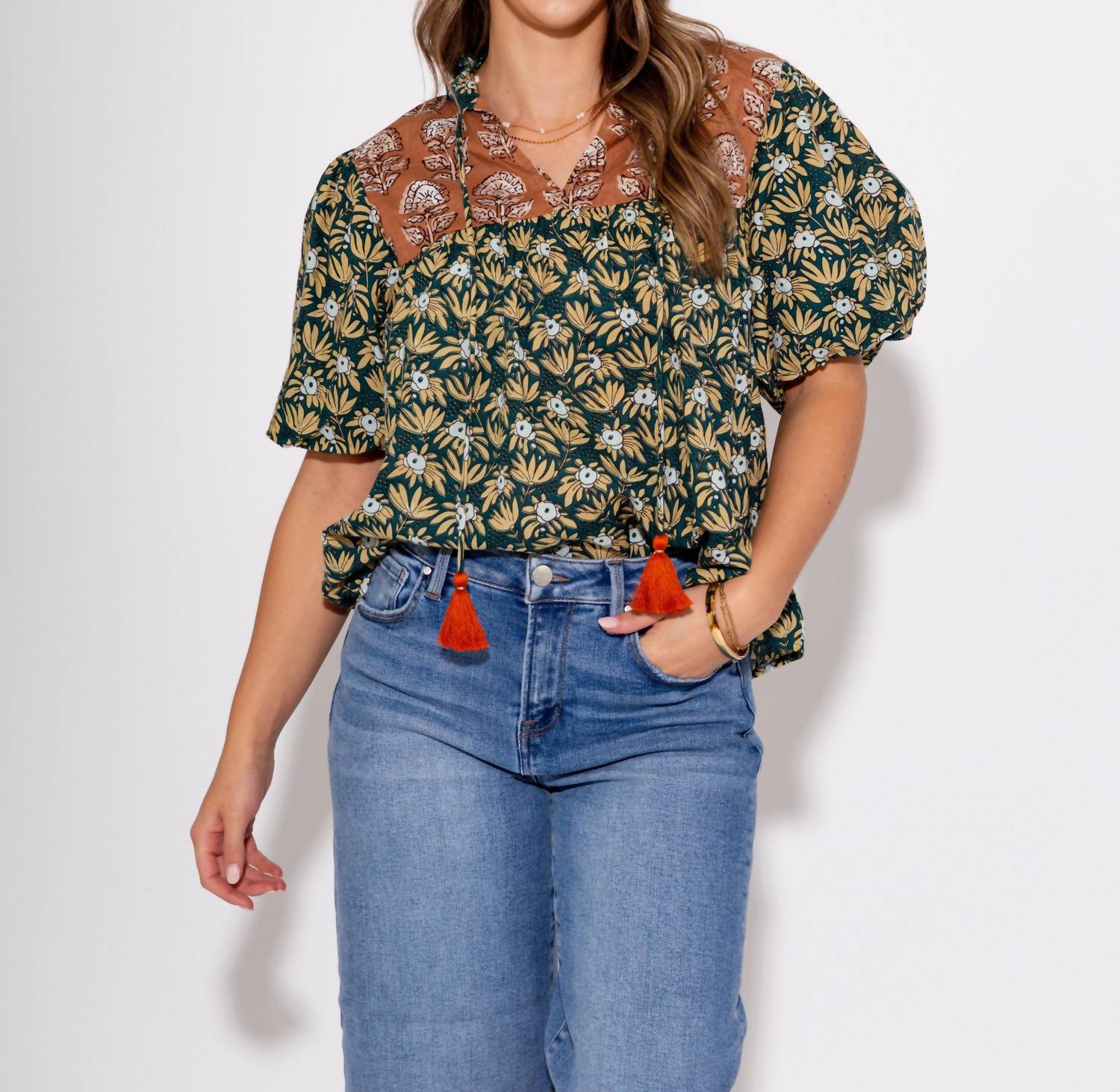 Thml - Floral Affair Neck Tie Top