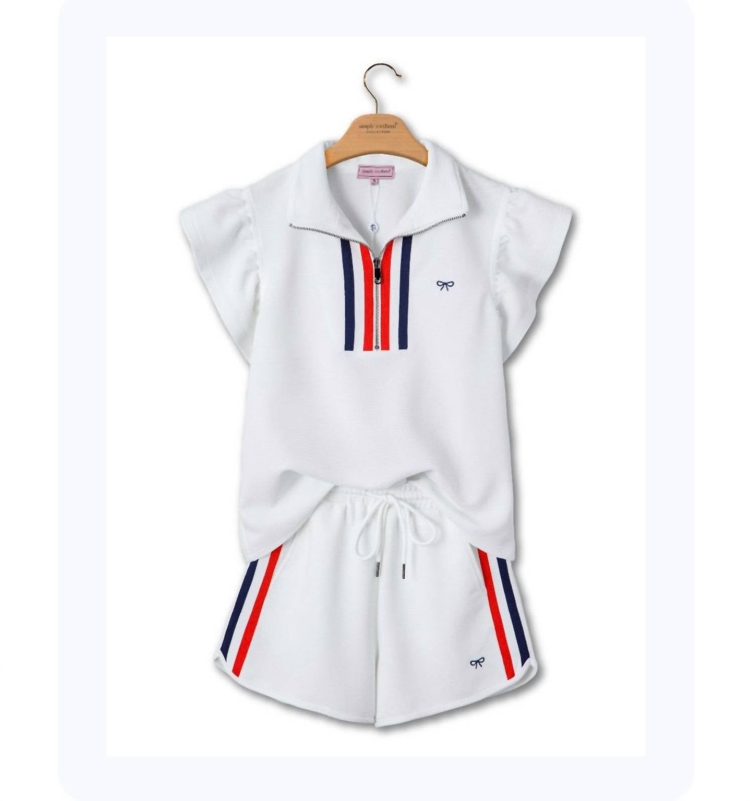 Simply Southern Americana Set Matching Shorts in white - women's sleepwear - detail view