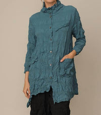 Chalet et ceci Jane Embossed Woven Shirt in saxon - women's long sleeve top