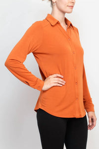 Adrianna Papell - Collared Button Front Moss Crepe Shirt