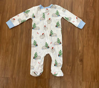 Lulu Bebe Boy's Footies One Piece in white blue - kids' item