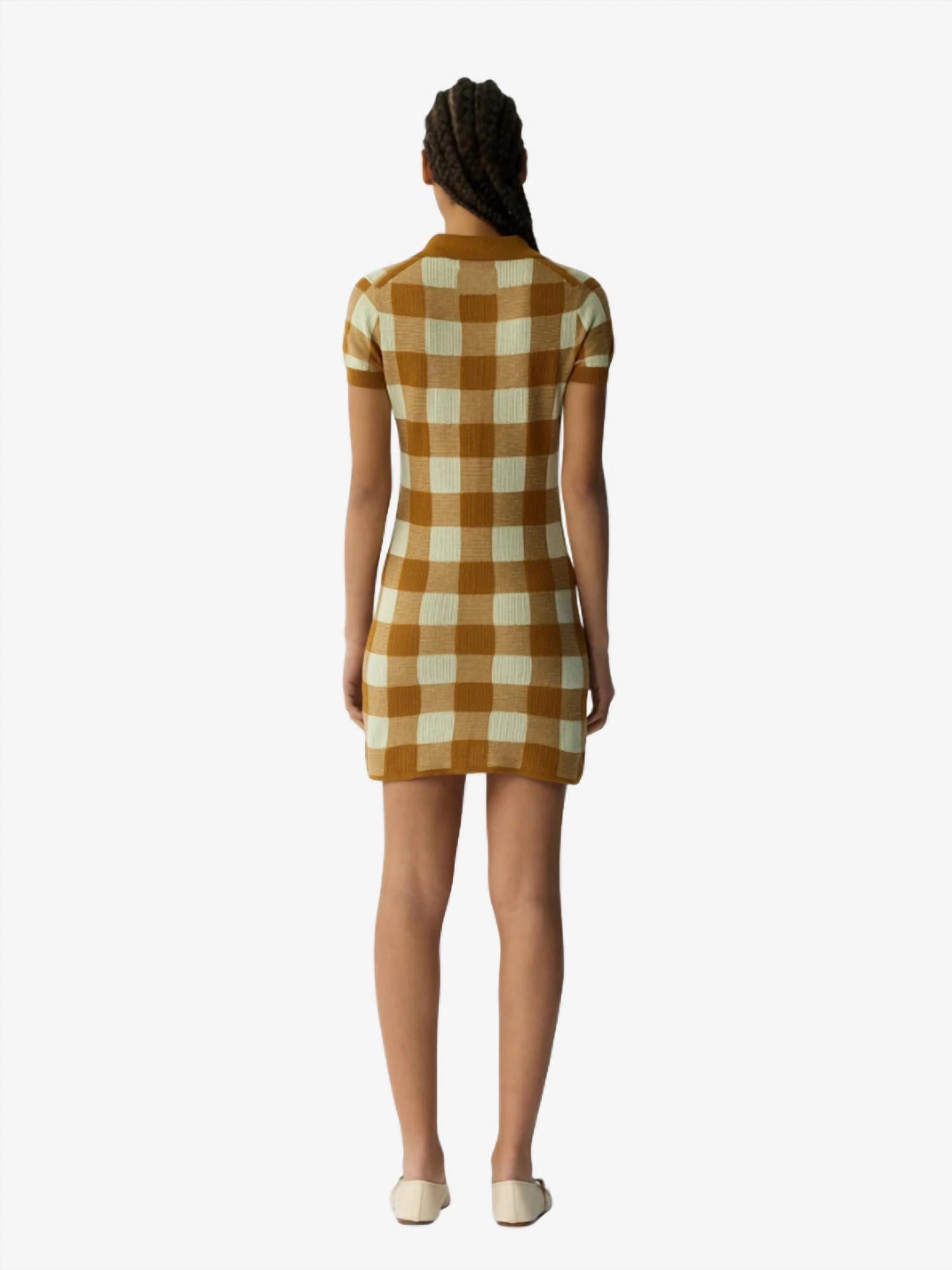 Guest In Residence Gingham Polo Dress in residence gingham polo dress in suede limewash - women's dress - alternate view