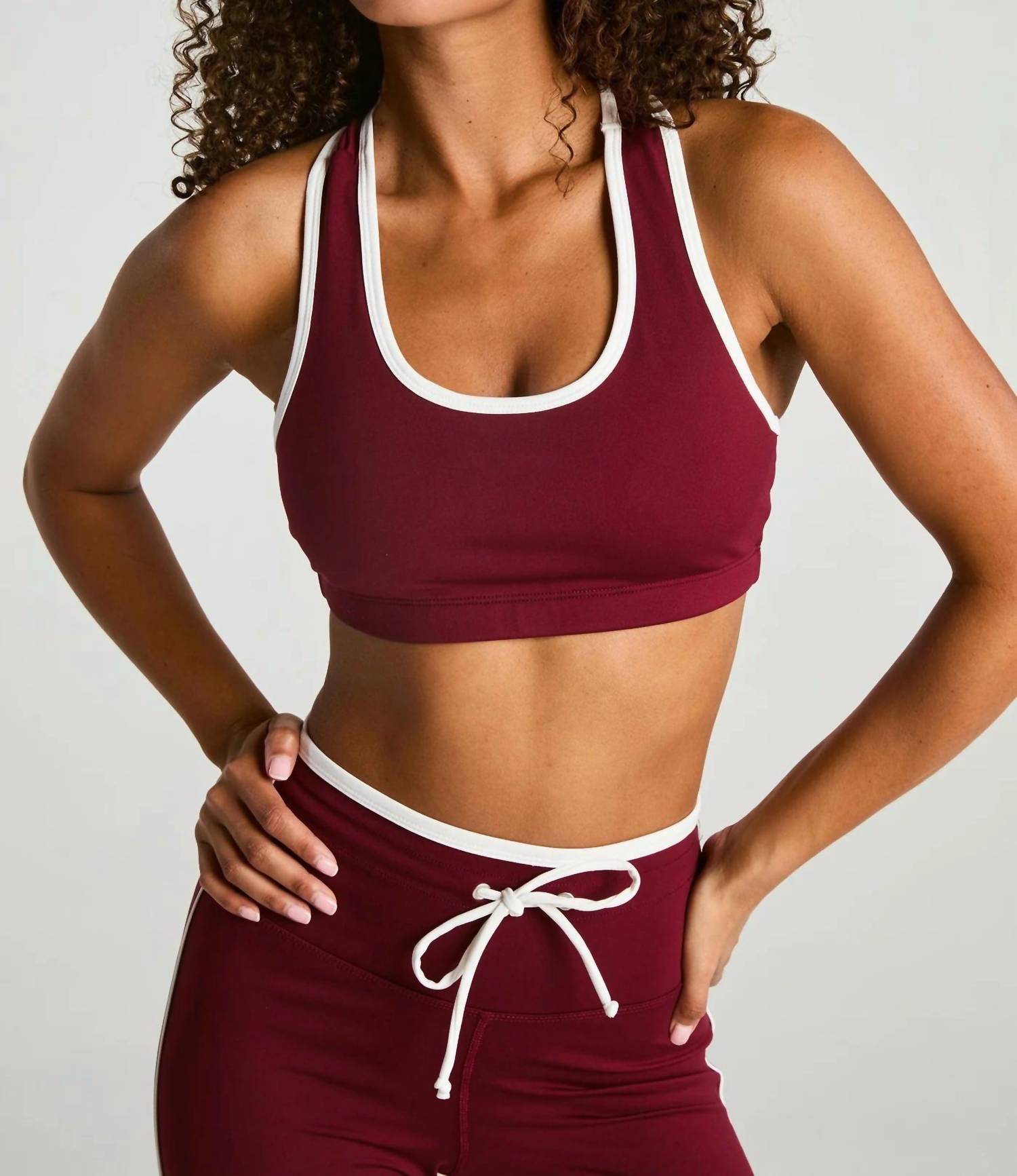 YEAR OF OURS Court Sport Bra in burgundy cream - women's intimate