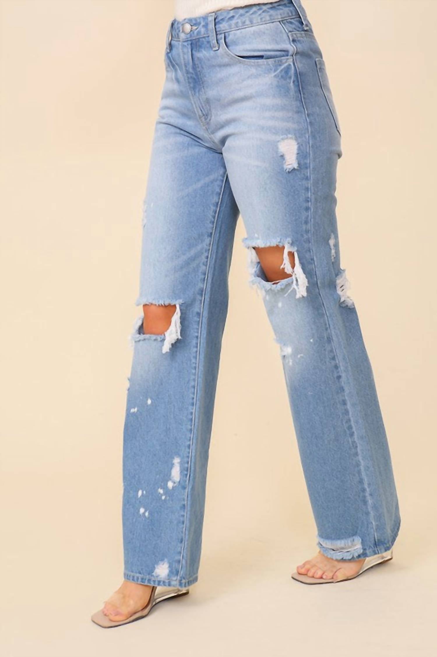 White Label - Distressed Straight Leg Jeans