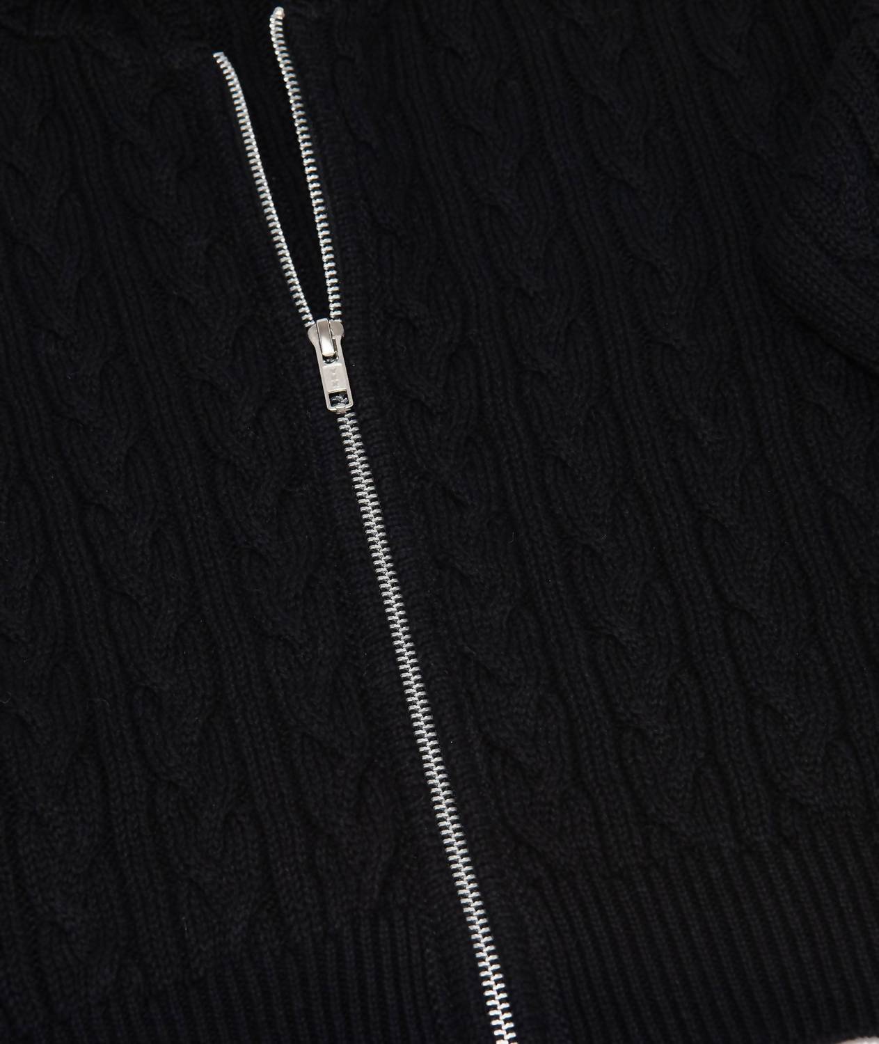 flowers by zoe Girl's Karmen Cable Zip Sweater in black - kids' shirt - detail view