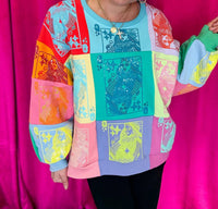 Queen Of Sparkles - Colorblock Card Logo Sweatshirt