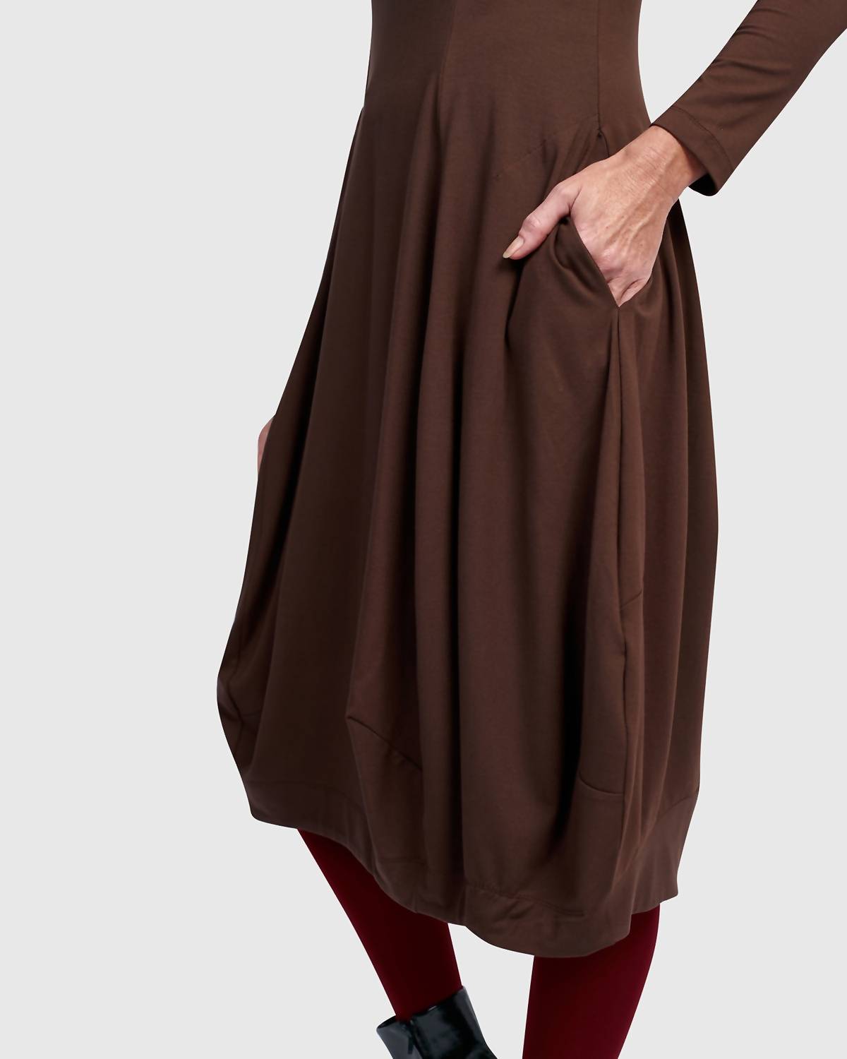 ALEMBIKA Essential Turtleneck Cocoon Dress in umber - women's dress - view 5
