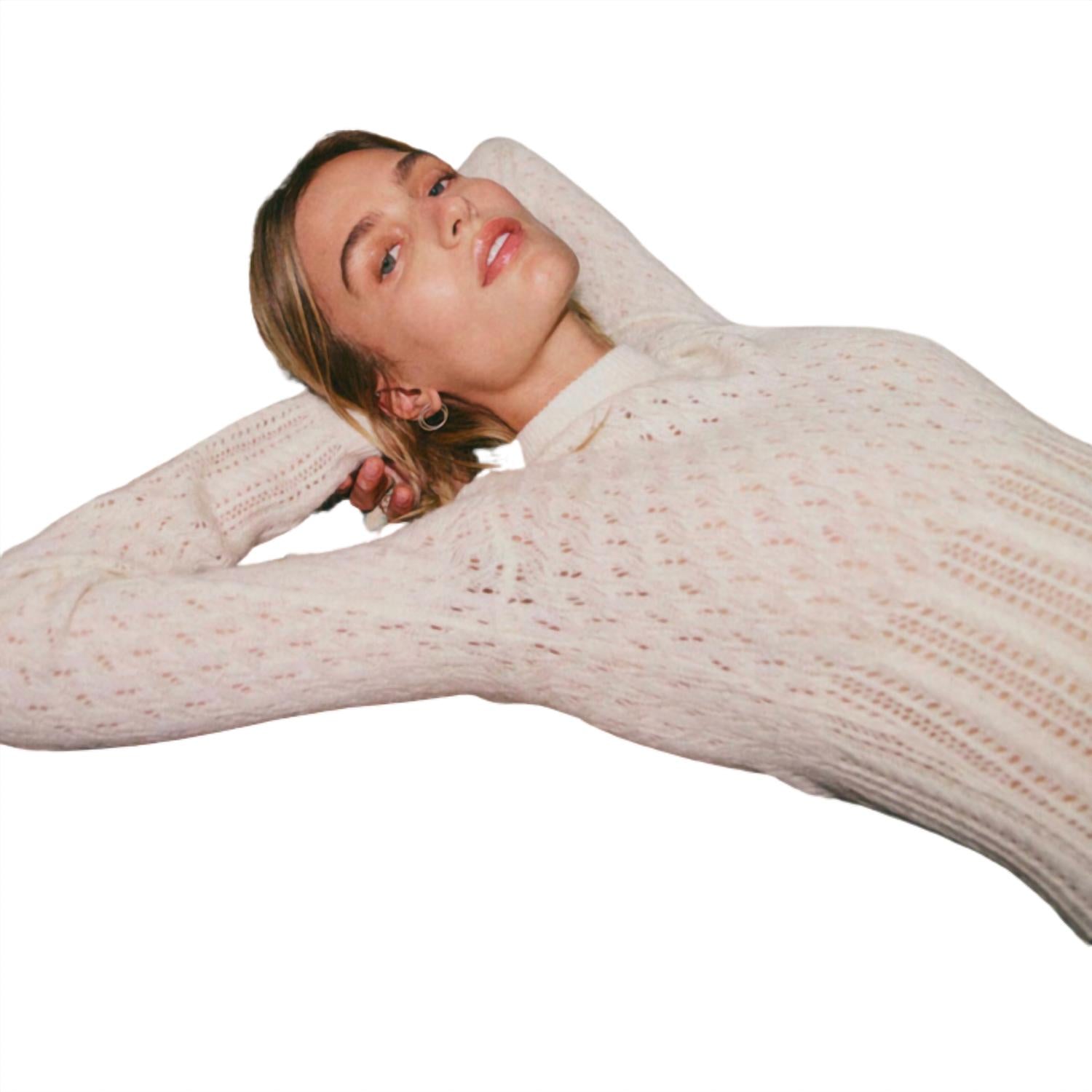 Naadam - Women's Wool Cashmere Mixed Pointelle Fitted Crew Top