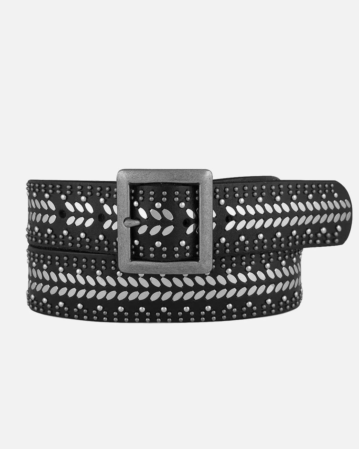 Amsterdam Heritage - Women's Ezra Studded Leather Belt With Square Buckle