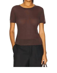 ANINE BING Sylvie Short Sleeve Tee in brown - women's t-shirt