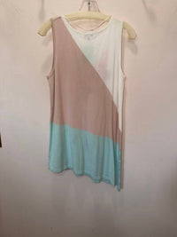 6 by Six Women's Assymetrical Sleeveless Sweater in natural aqua orange - women's sweater - detail view