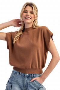 Ee:Some - Mock Neck Short Sleeve Top