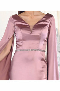 Royal Queen - V-neck Cape Sleeve Mermaid Formal Evening Dress