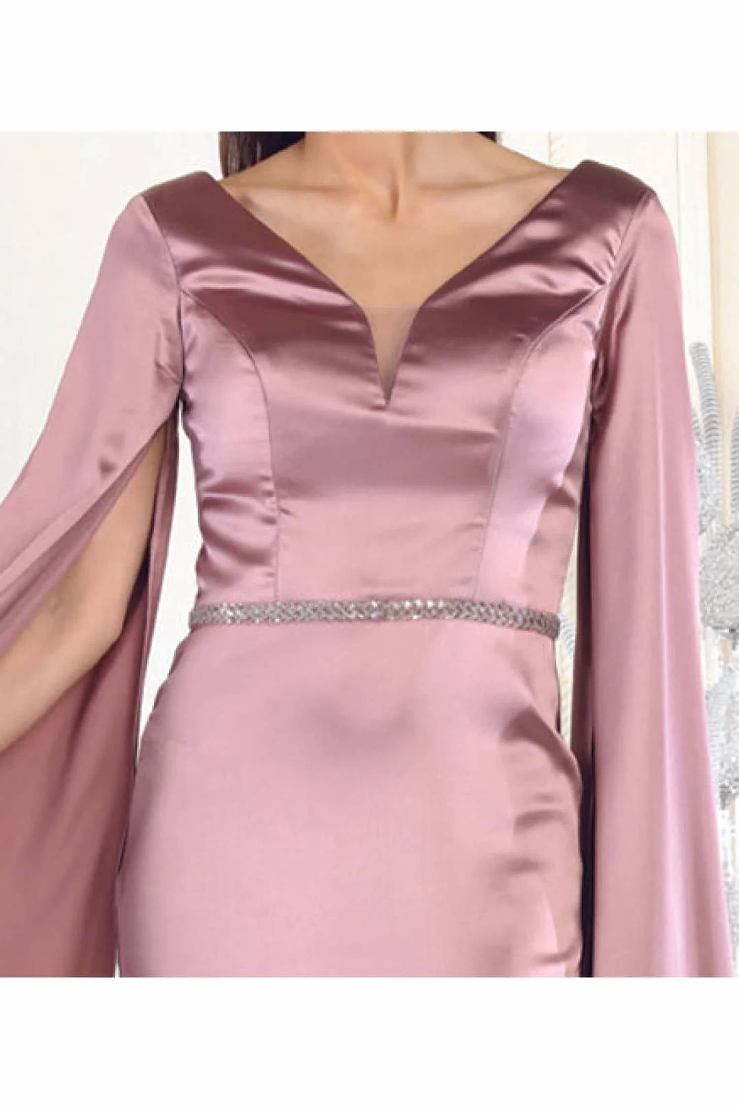 Royal Queen - V-neck Cape Sleeve Mermaid Formal Evening Dress