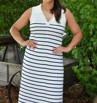 Lalavon - Women's Lily Stripe Midi Sweater Dress